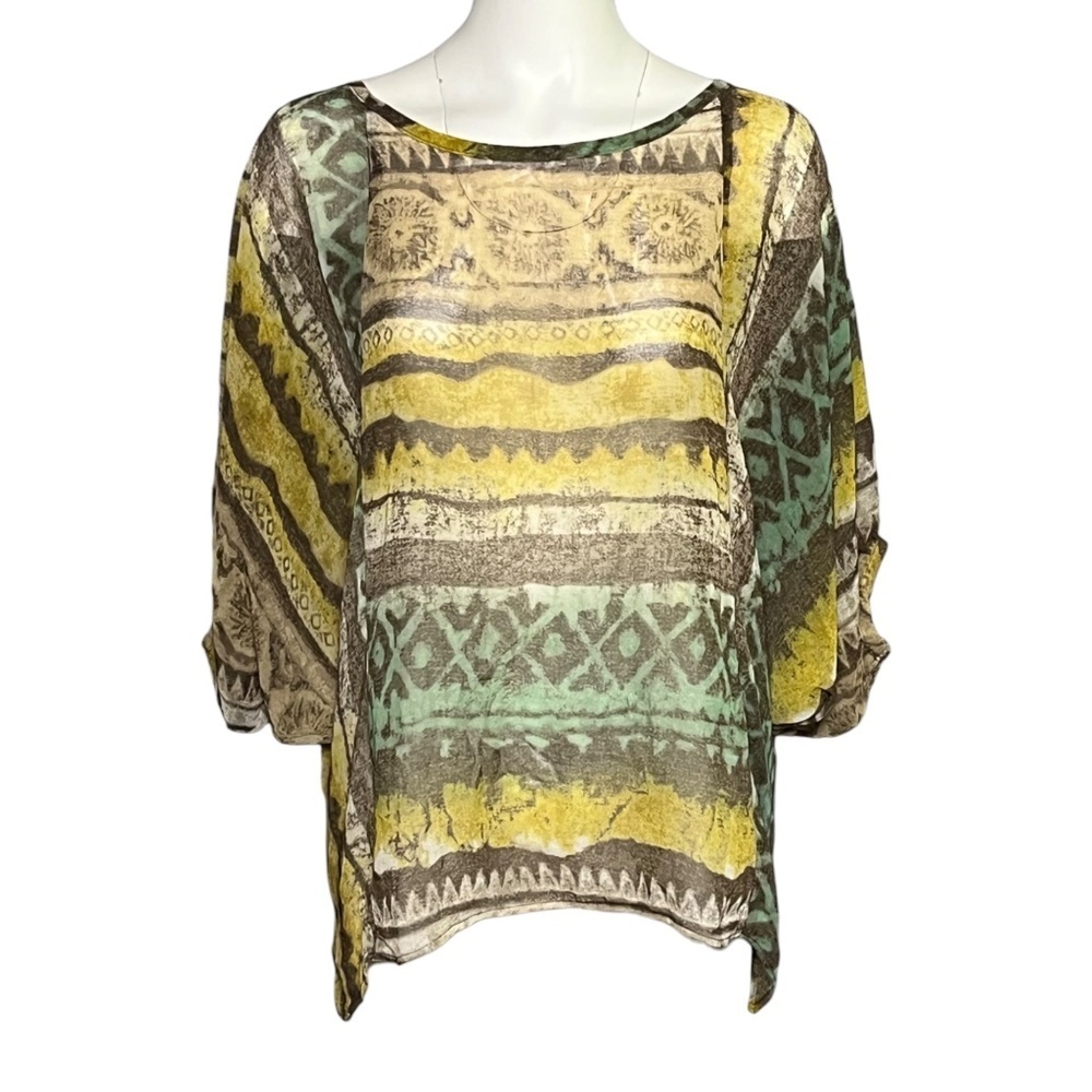 Moonlight Y&S Fashion Chiffon Blouse Tunic Top Size Small Artsy Boho Lagenlook